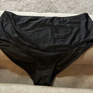 Classic High-Waist Black Swim Bottoms large